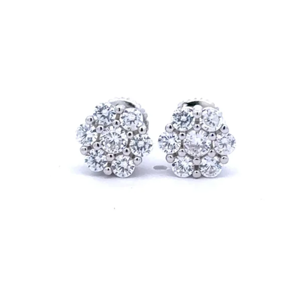 THALLASAM 925 SILVER CZ RHODIUM ICED OUT EARRINGS