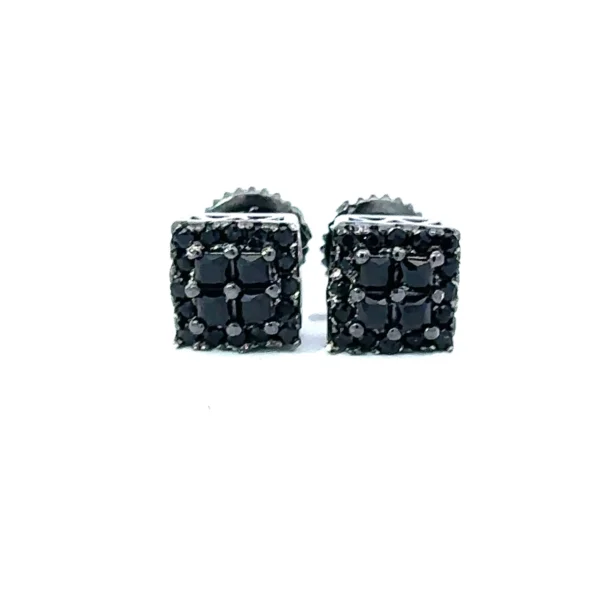 IRRADIATE 925 SILVER CZ BLACK ICED OUT EARRINGS