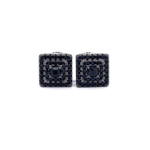 ATRACTIVO 925 SILVER CZ BLACK ICED OUT EARRINGS