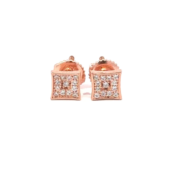 PRECIOSA 925 CZ SILVER ROSE GOLD ICED OUT EARRINGS