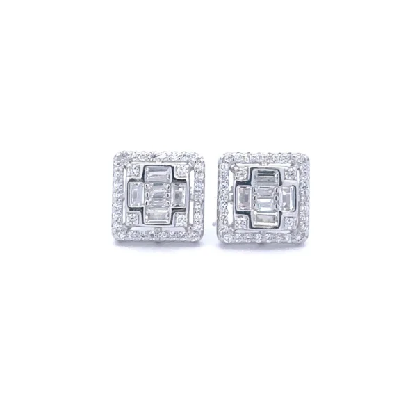 FAELAN 925 SILVER CZ RHODIUM ICED OUT EARRINGS