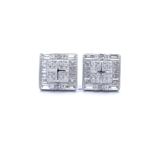 MYSTIQUE 925 SILVER CZ RHODIUM ICED OUT EARRINGS