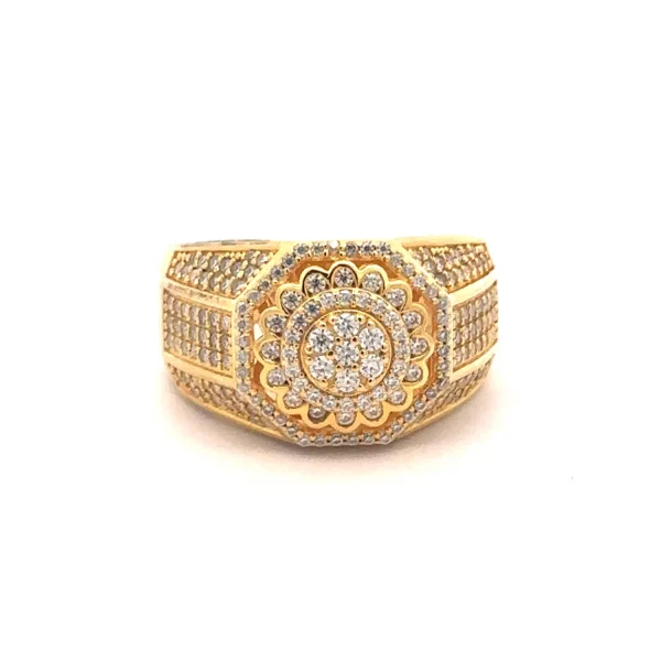YRIS 1.17 CTW 925 MOISSANITE GOLD ICED OUT RING