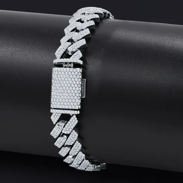 IVICH 14MM 925 SILVER MOISSANITE 8" BRACELET