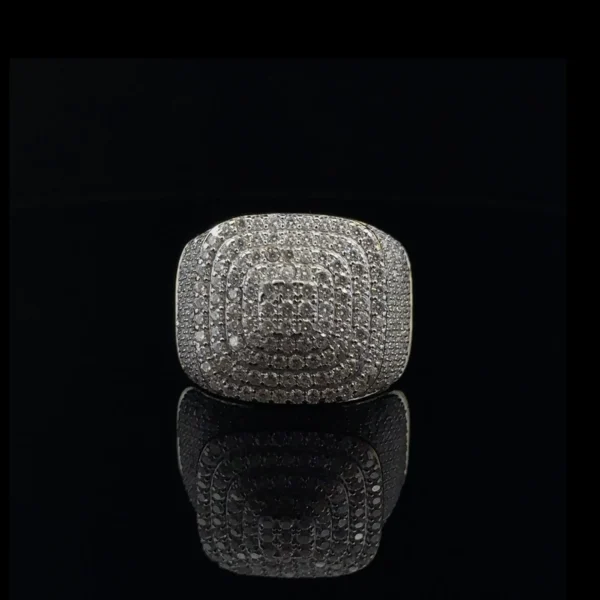 SOLARE 925 MOISSANITE MENS YELLOW GOLD ICED OUT RING
