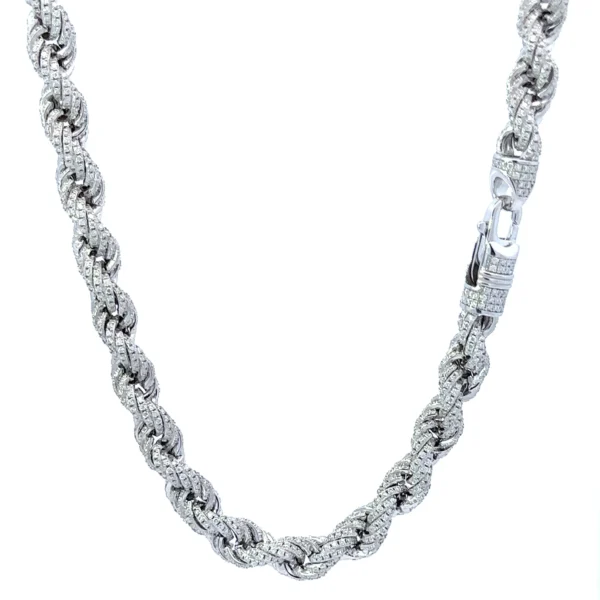 SABLE 16.26 CTW 7 MM RHODIUM 925 SILVER MOISSANITE ICED OUT CHAIN