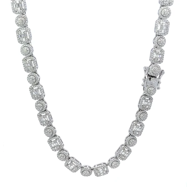 RIVEN 8.26 CTW 7 MM RHODIUM 925 SILVER MOISSANITE ICED OUT CHAIN