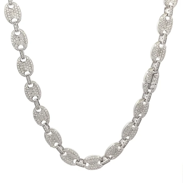 SUBLIME 10.11 CTW 925 SILVER 8 MM RHODIUM MOISSANITE ICED OUT CHAIN