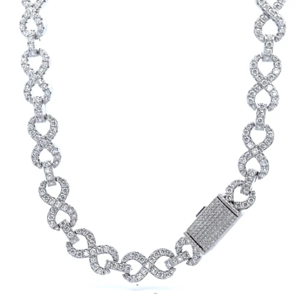 JARETH 23.68 CTW 12 MM RHODIUM 925 SILVER MOISSANITE ICED OUT CHAIN