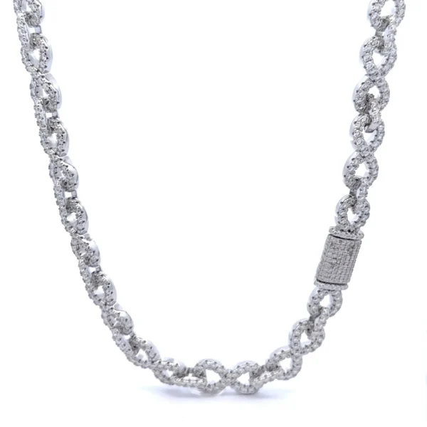 ICARUS 14.6 CTW 8 MM RHODIUM 925 SILVER MOISSANITE ICED OUT CHAIN