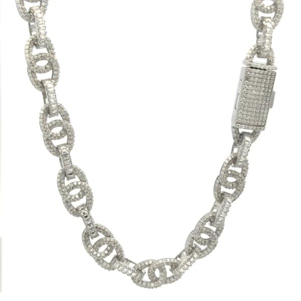 TALMAR 20.79 CTW 20" RHODIUM 925 SILVER MOISSANITE ICED OUT CHAIN