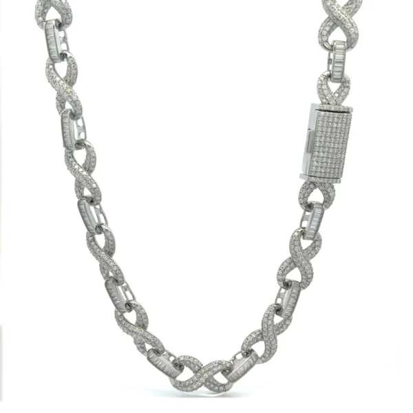 DATHIR 15.89 CTW 20" RHODIUM 925 SILVER MOISSANITE ICED OUT CHAIN
