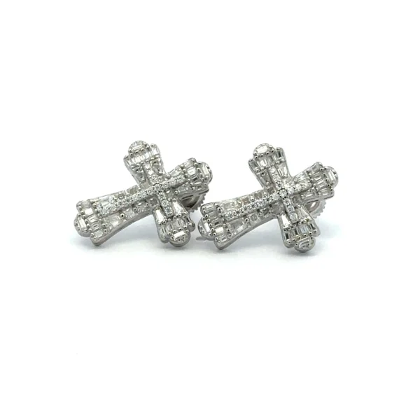 VIORA 1.58 CTW 925 RHODIUM 925 SILVER MOISSANITE ICED OUT EARRINGS