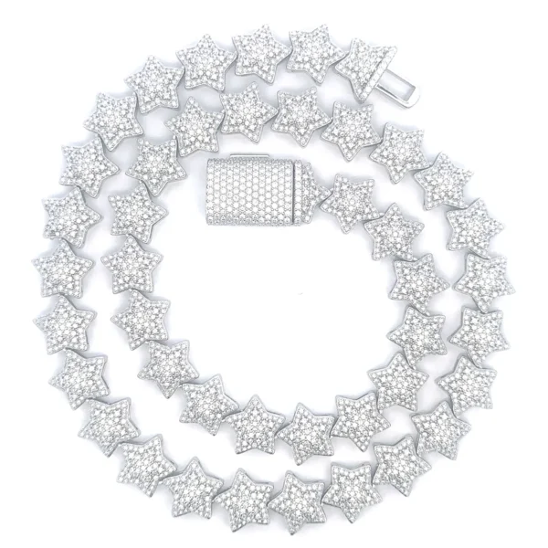 MARIEL 15.66 CTW 14MM 22" RHODIUM 925 SILVER MOISSANITE ICED OUT CHAIN