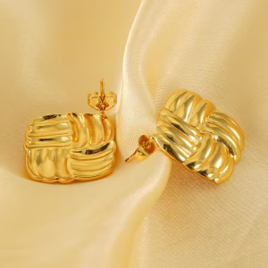 Gold Chunky Statement Stud Earrings for Women